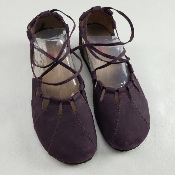 Haflinger Shoes - Haflinger Eva Sandal Womens 10 EU 41 Purple Leather Ankle Tie Lace Up Cork Shoe